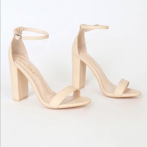 Lulu’s Taylor Naked Vanilla Ankle Strap Heels